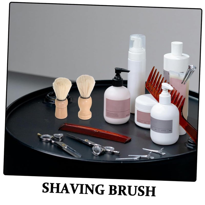 2pcs Mens Wooden Handle Shaving Brush Soft Bristle For Foam Mustache Care Travel Grooming Kit - Image 3